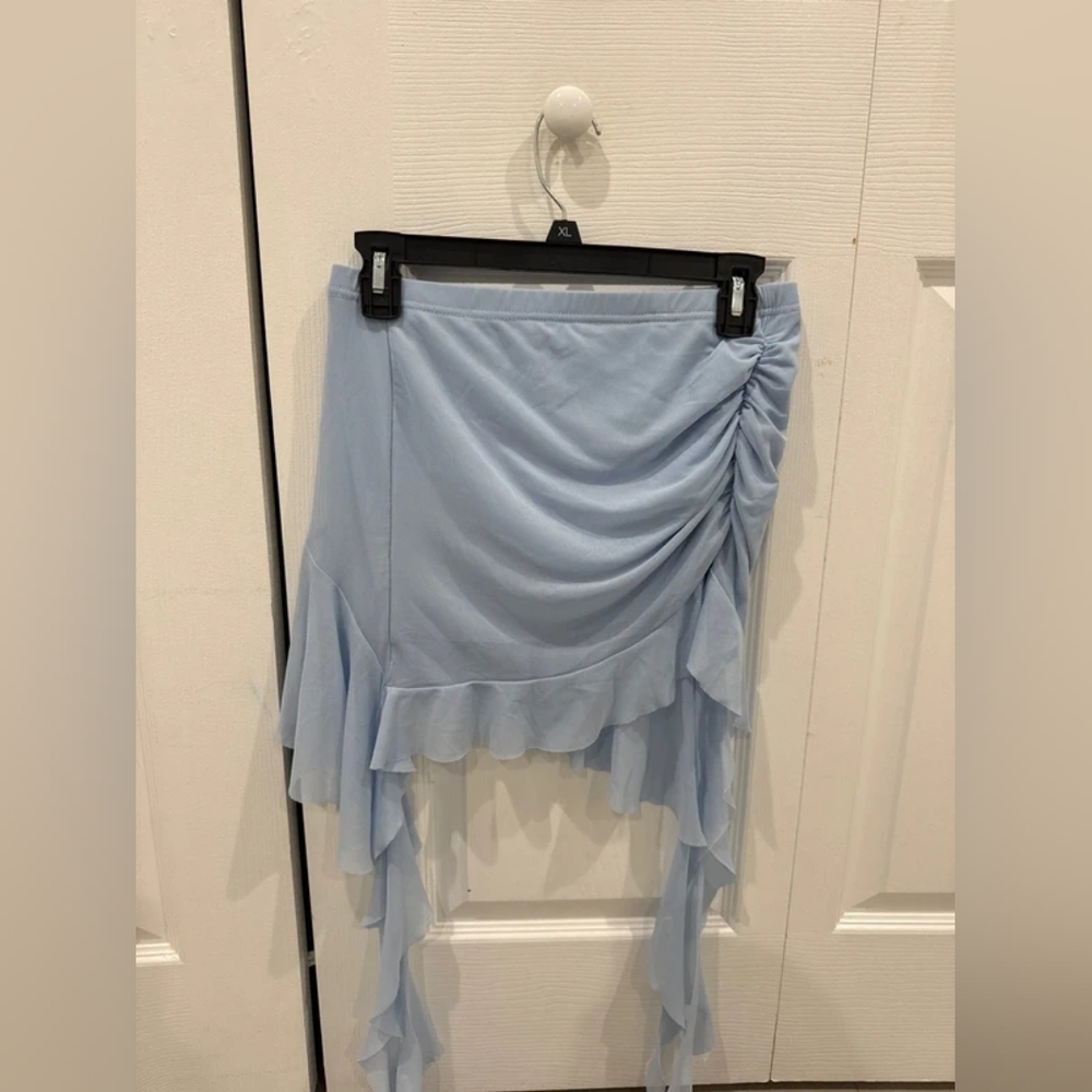 Elegant Blue Ruched Skirt